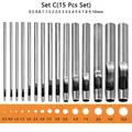 1 à 15 poinçons ronds pour maroquinerie et ceintures – Couleur Set C (15 Pcs)