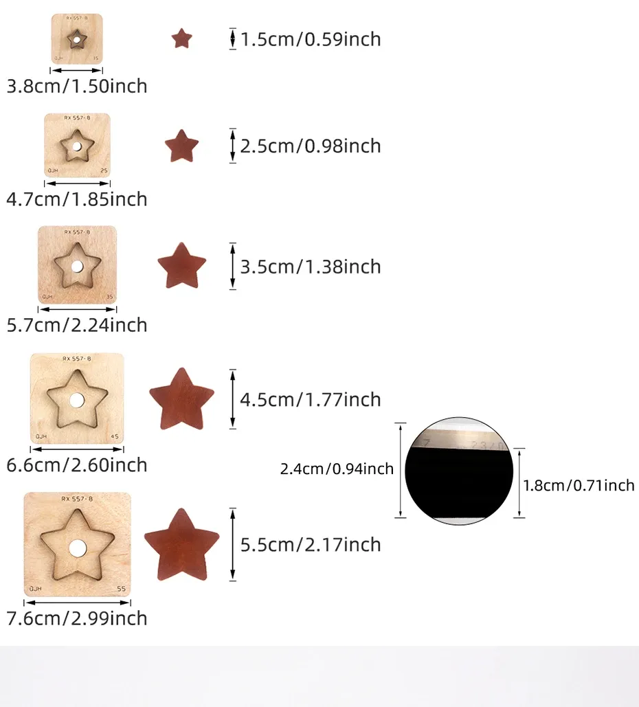 1 matrice découpe étoile pour cuir 15 à 55 mm