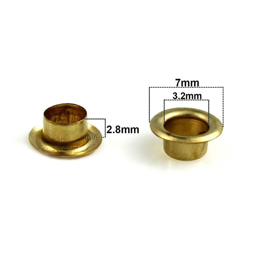 100 jeux œillets laiton 3,5 à 4 mm avec rondelle
