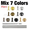 100 jeux rivets simple corps 5 à 10 mm pour cuir – Couleur 35pcs Mix 7 Colors