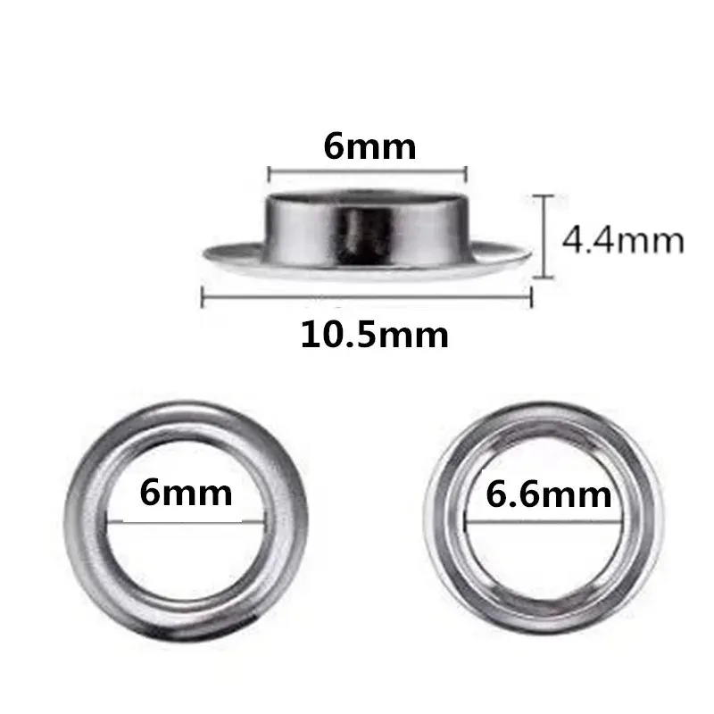 100 ou 200 jeux œillets 6 mm pour maroquinerie