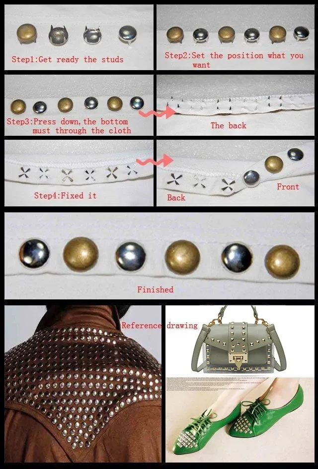 100 rivets 4 griffes 4 à 12 mm pour maroquinerie