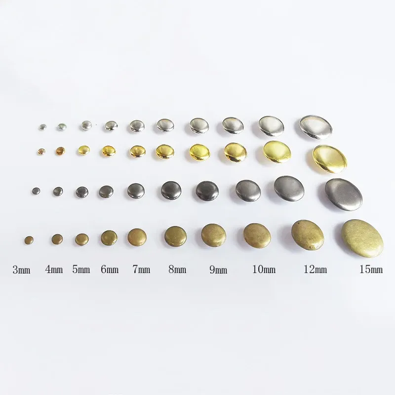 100 rivets métal 3 à 10 mm pour maroquinerie et accessoires