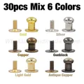 20 jeux rivets tête ronde pour maroquinerie – Couleur 30pcs Mix 6 Colors
