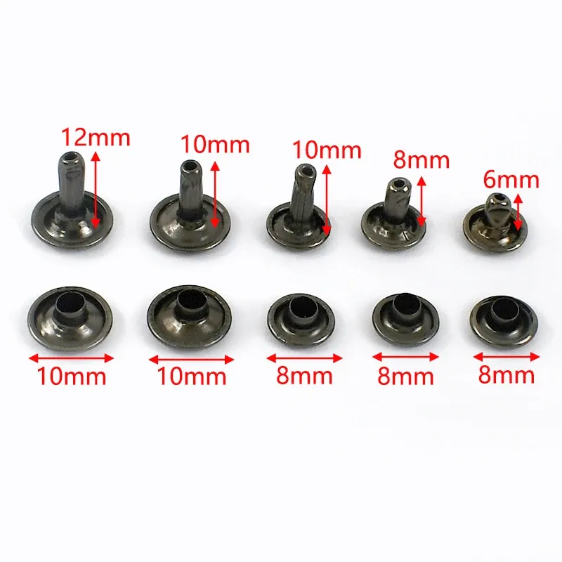 200 jeux rivets double corps 6 à 12 mm pour cuir