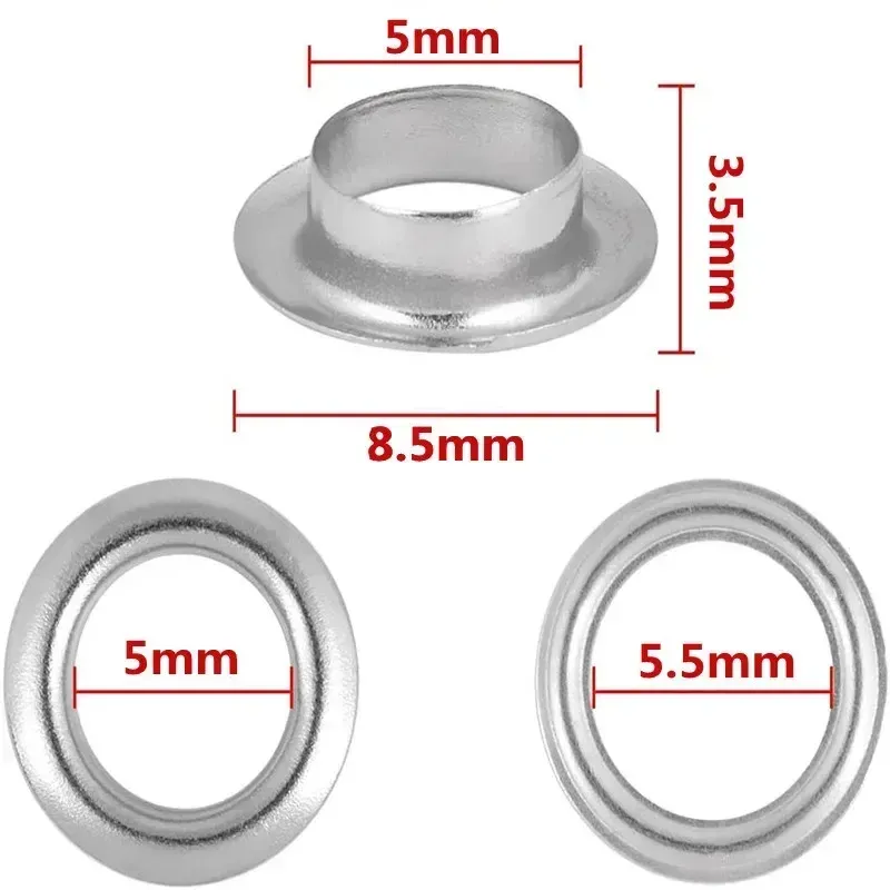 200 œillets métal 5 mm avec rondelle