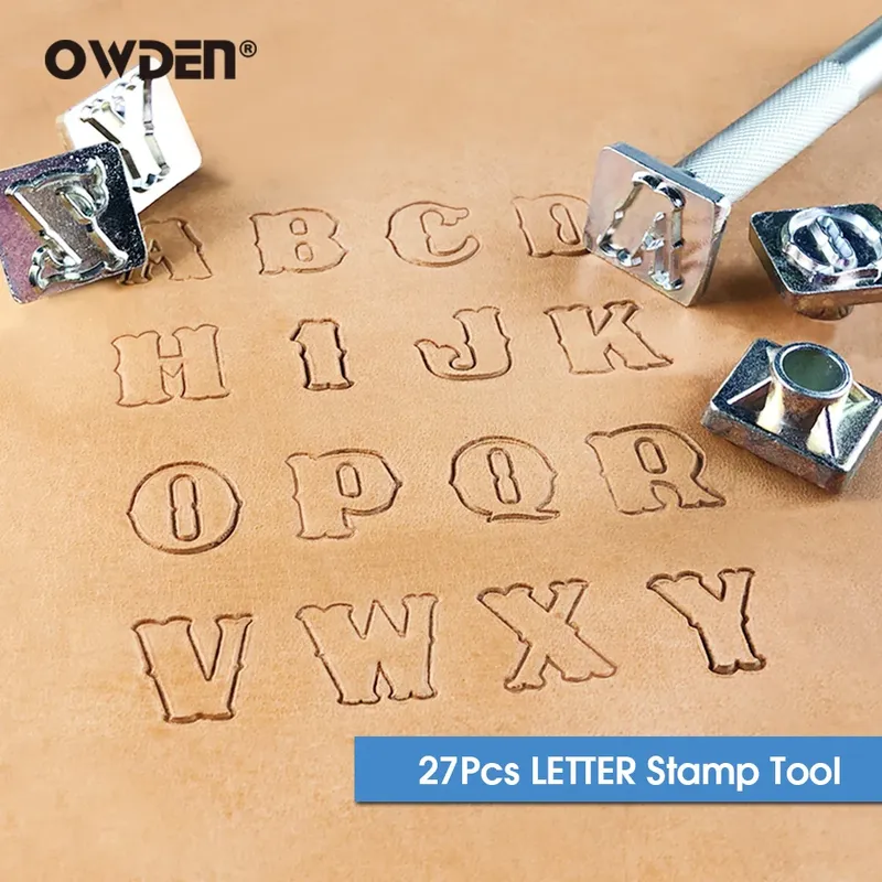 27 tampons cuir lettres alphabet 19 mm pour artisanat