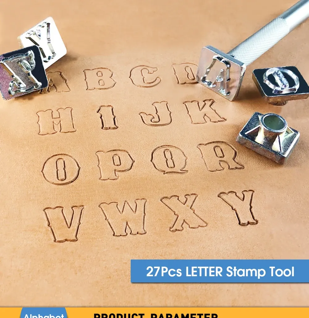 27 tampons cuir lettres alphabet 19 mm pour artisanat