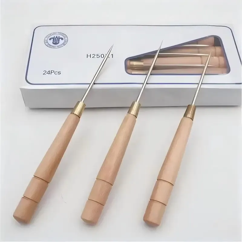 3 poinçons à manche bois pour artisanat cuir