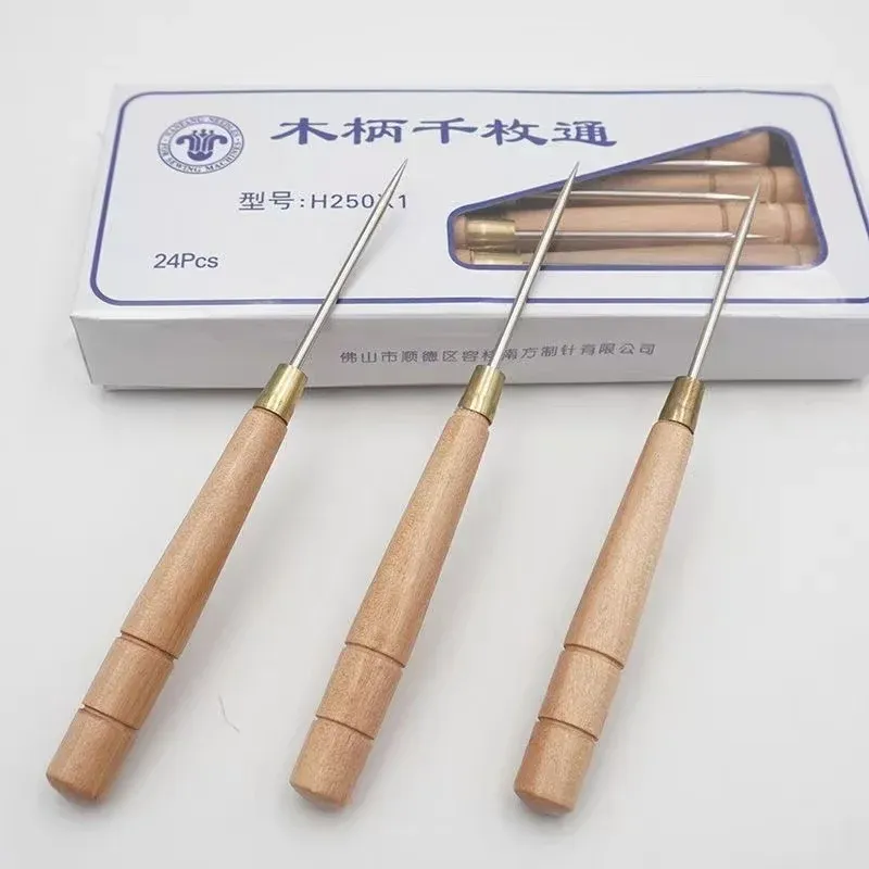 3 poinçons à manche bois pour artisanat cuir