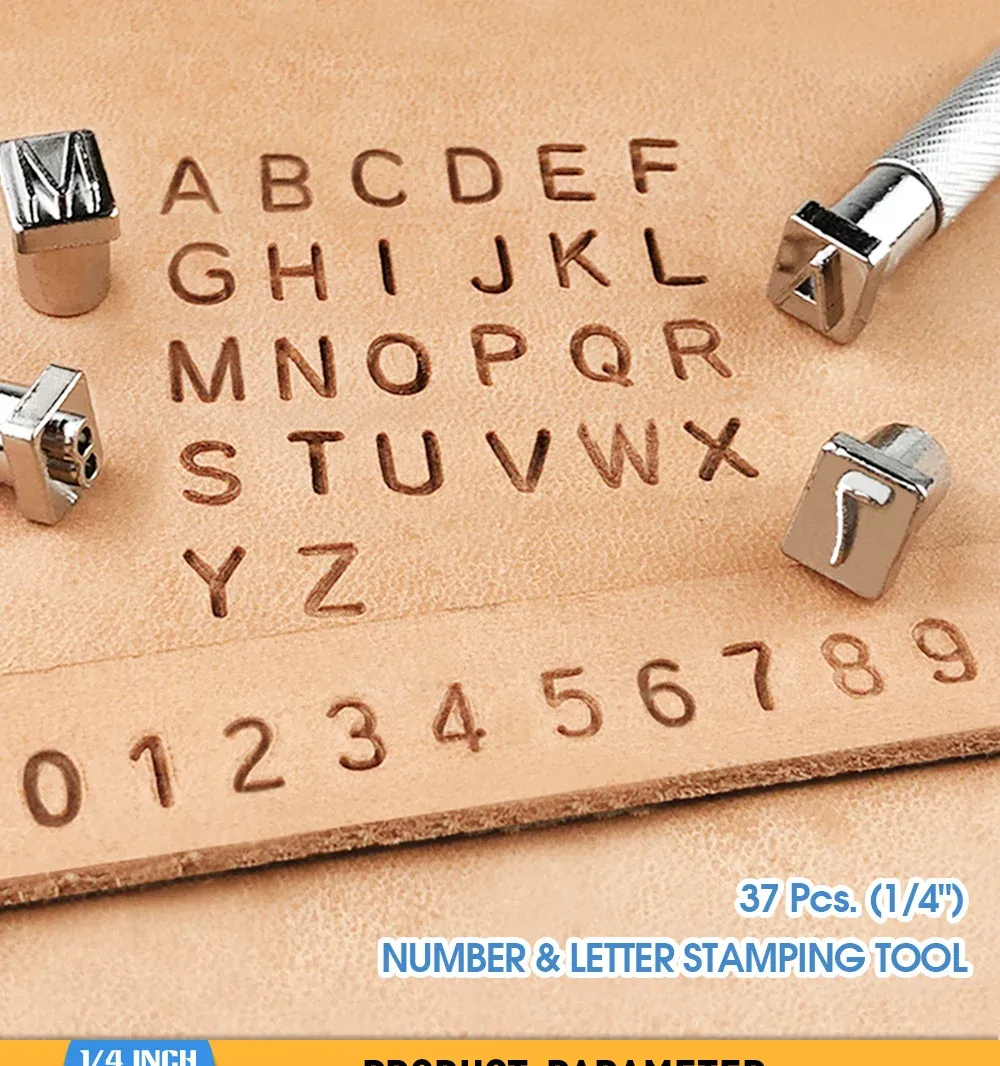 37 tampons cuir chiffres et lettres 6,5 mm pour artisanat