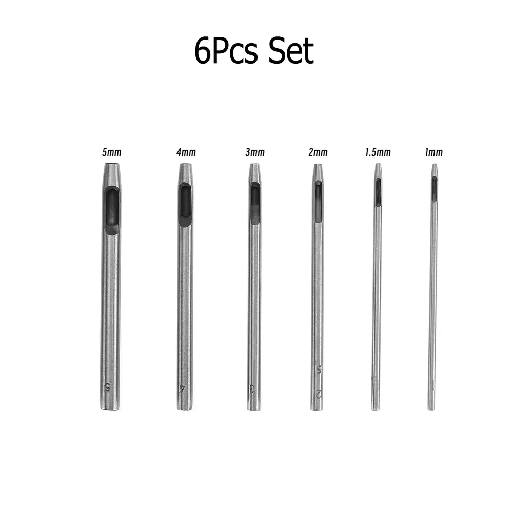 6 perforateurs ronds creux en acier pour cuir