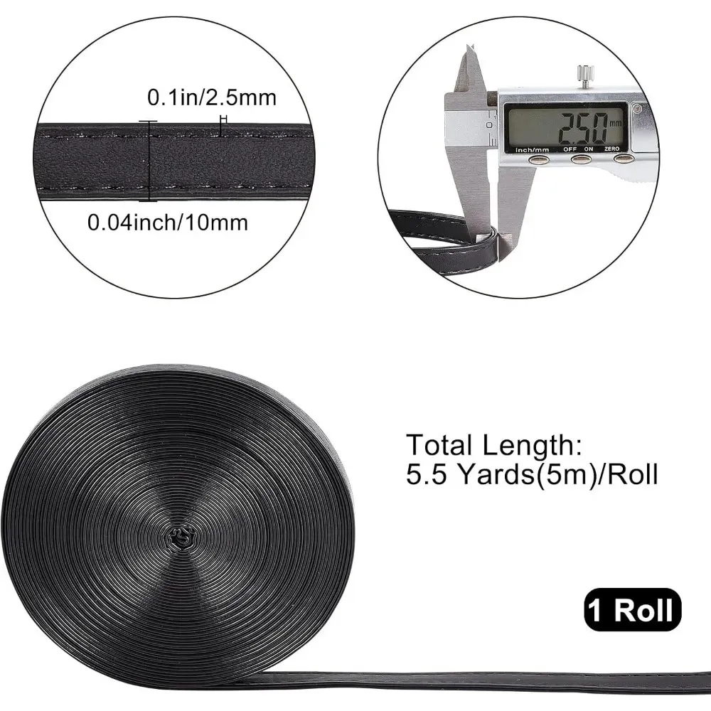 Bande cuir lisse 10 mm 5 m pour sacs
