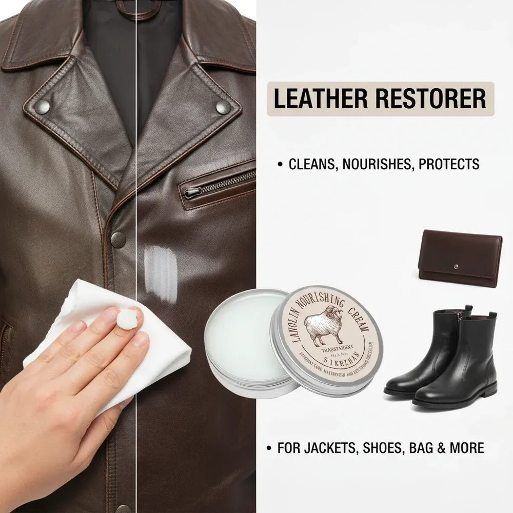 Baume entretien cuir 50 à 100 g lanoline pour vestes et manteaux