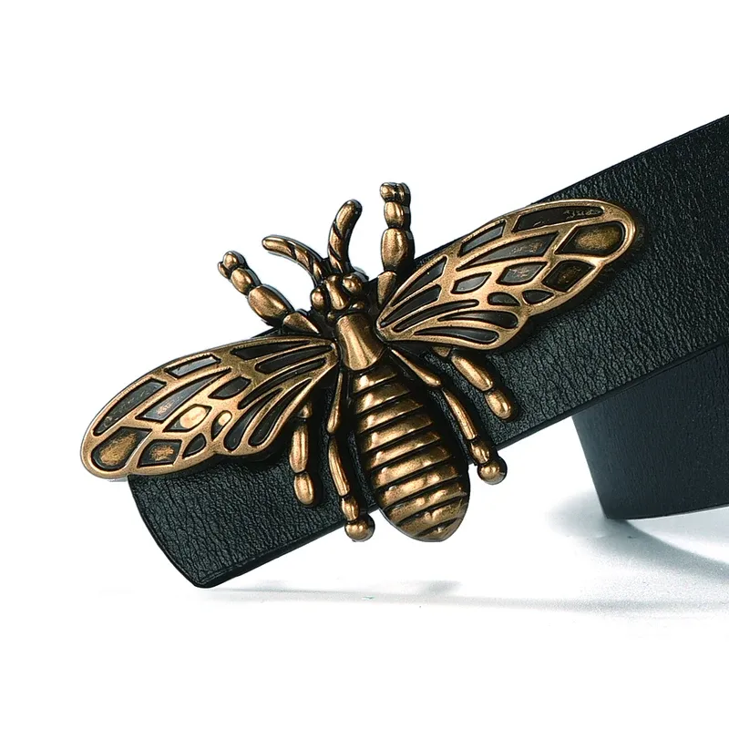 Boucle ceinture cuir 25 mm papillon rétro
