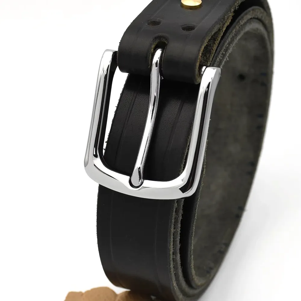 Boucle ceinture métal 35 mm ardillon argent noir pistolet