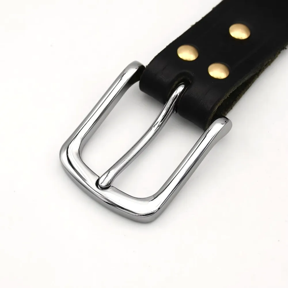 Boucle ceinture métal 35 mm ardillon argent noir pistolet