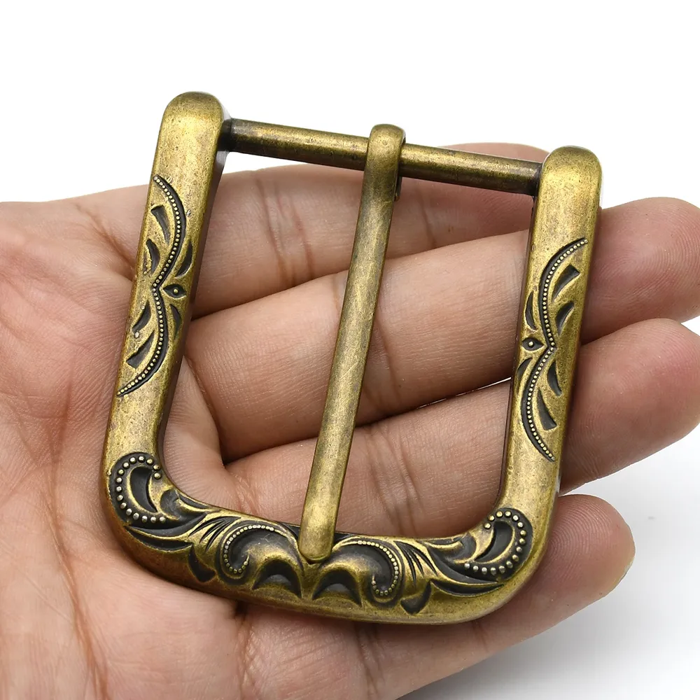 Boucle ceinture métal 40 mm ardillon gaufré bronze antique