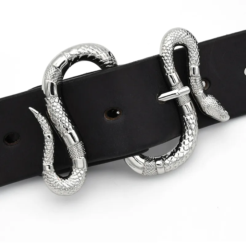 Boucle ceinture métal 40 mm tête serpent argent