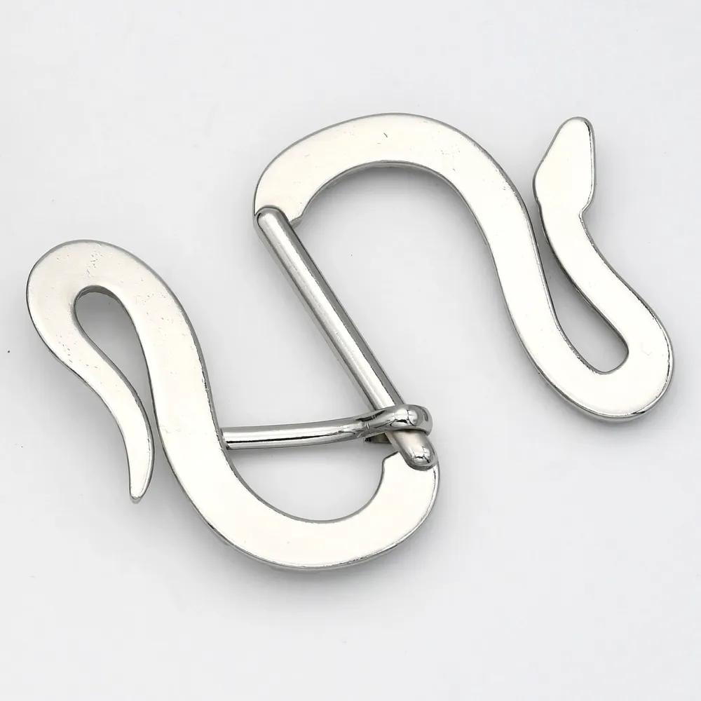 Boucle ceinture métal 40 mm tête serpent argent