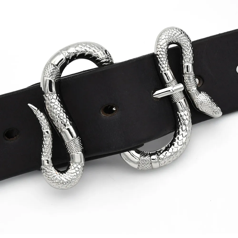 Boucle ceinture métal 40 mm tête serpent argent