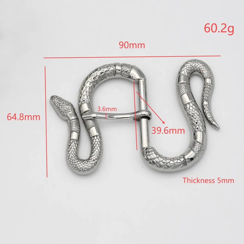 Boucle ceinture métal 40 mm tête serpent argent