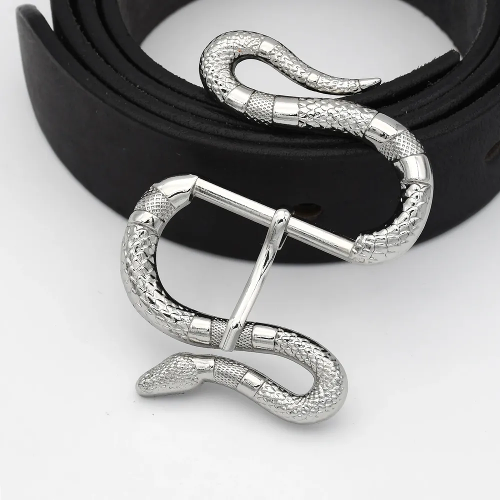 Boucle ceinture métal 40 mm tête serpent argent