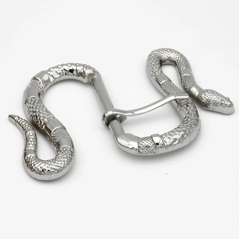 Boucle ceinture métal 40 mm tête serpent argent