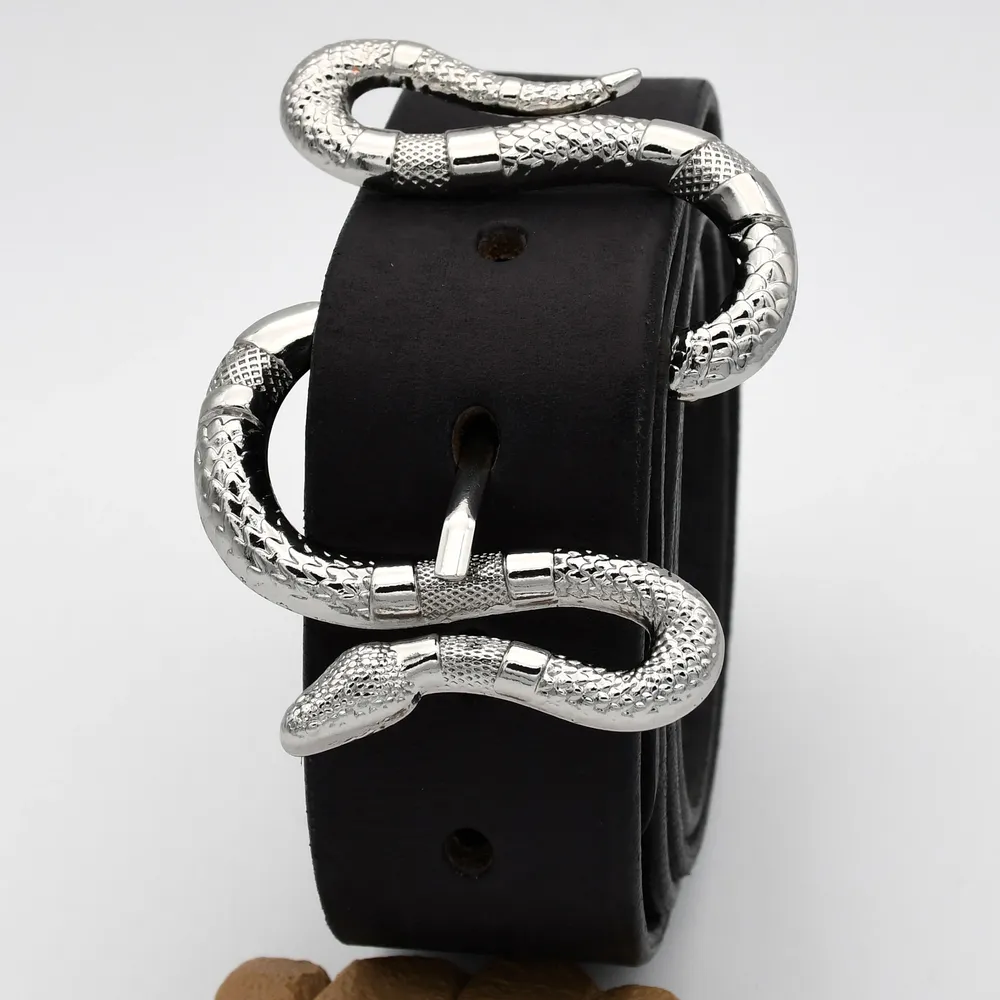 Boucle ceinture métal 40 mm tête serpent argent