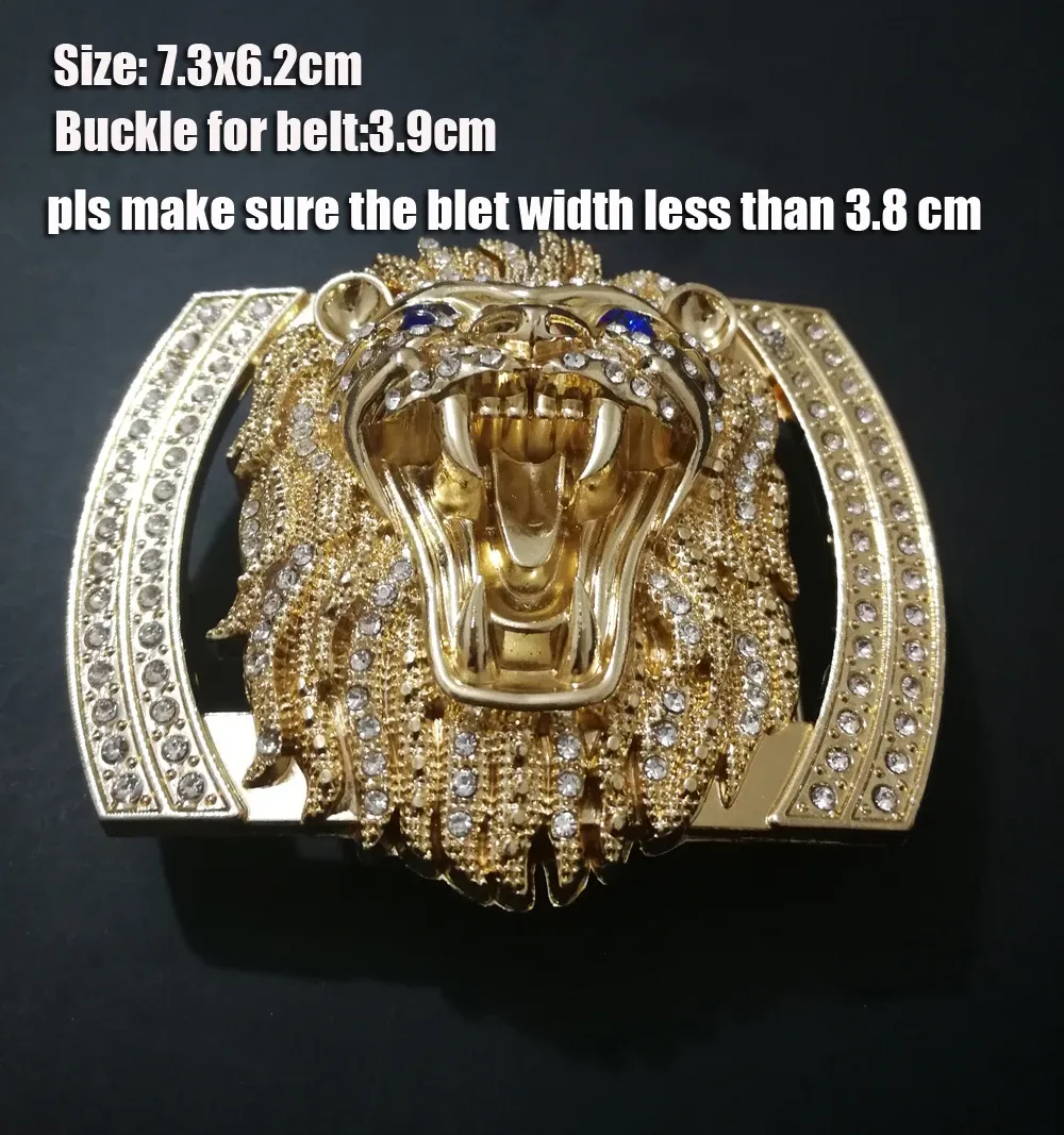 Boucle ceinture métal lion diamant
