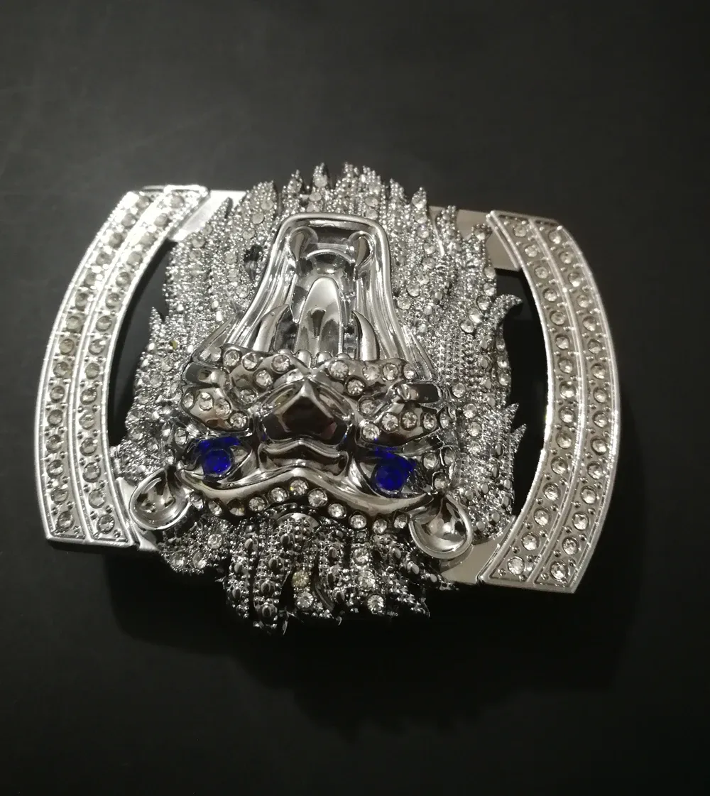 Boucle ceinture métal lion diamant