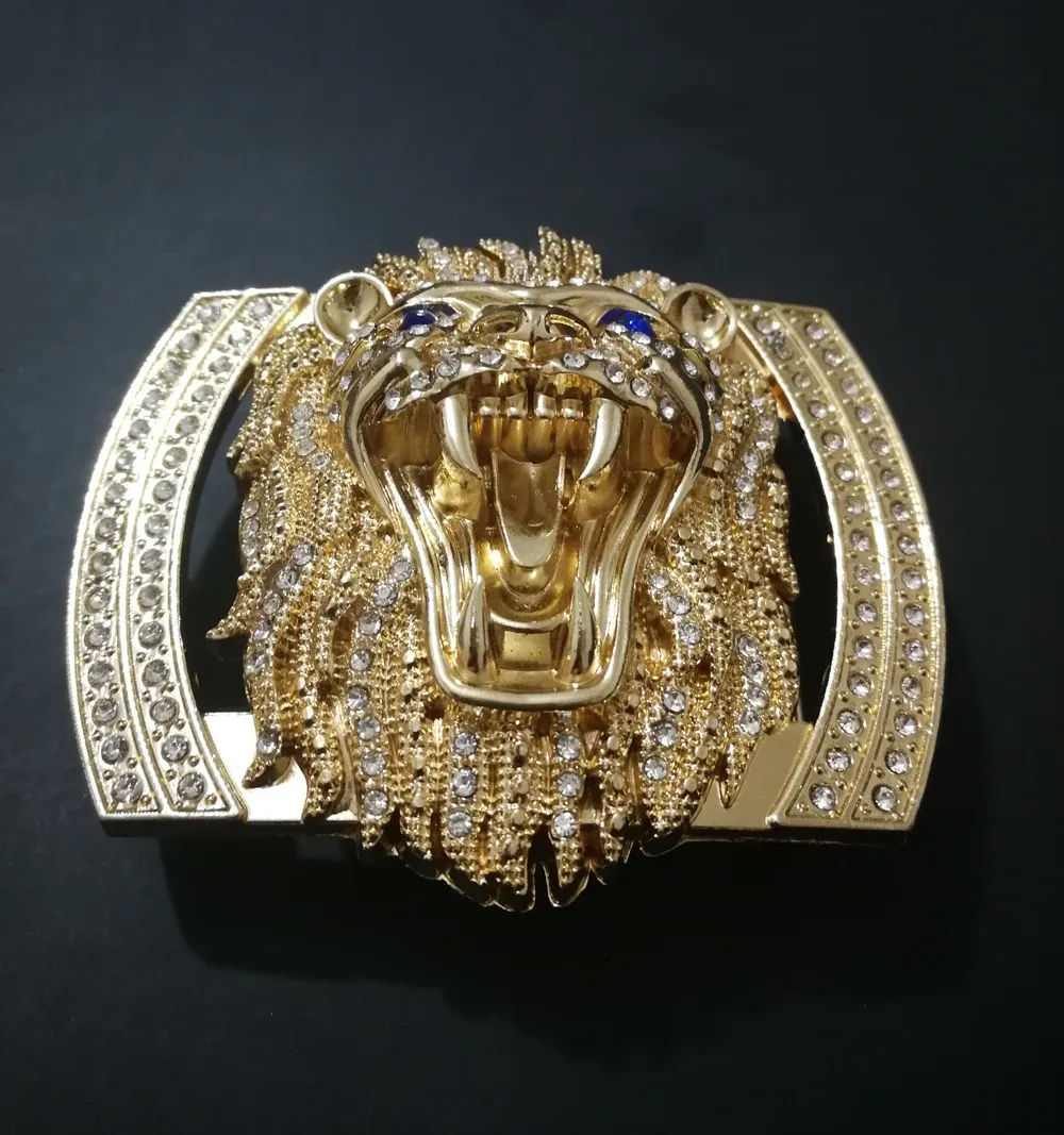 Boucle ceinture métal lion diamant