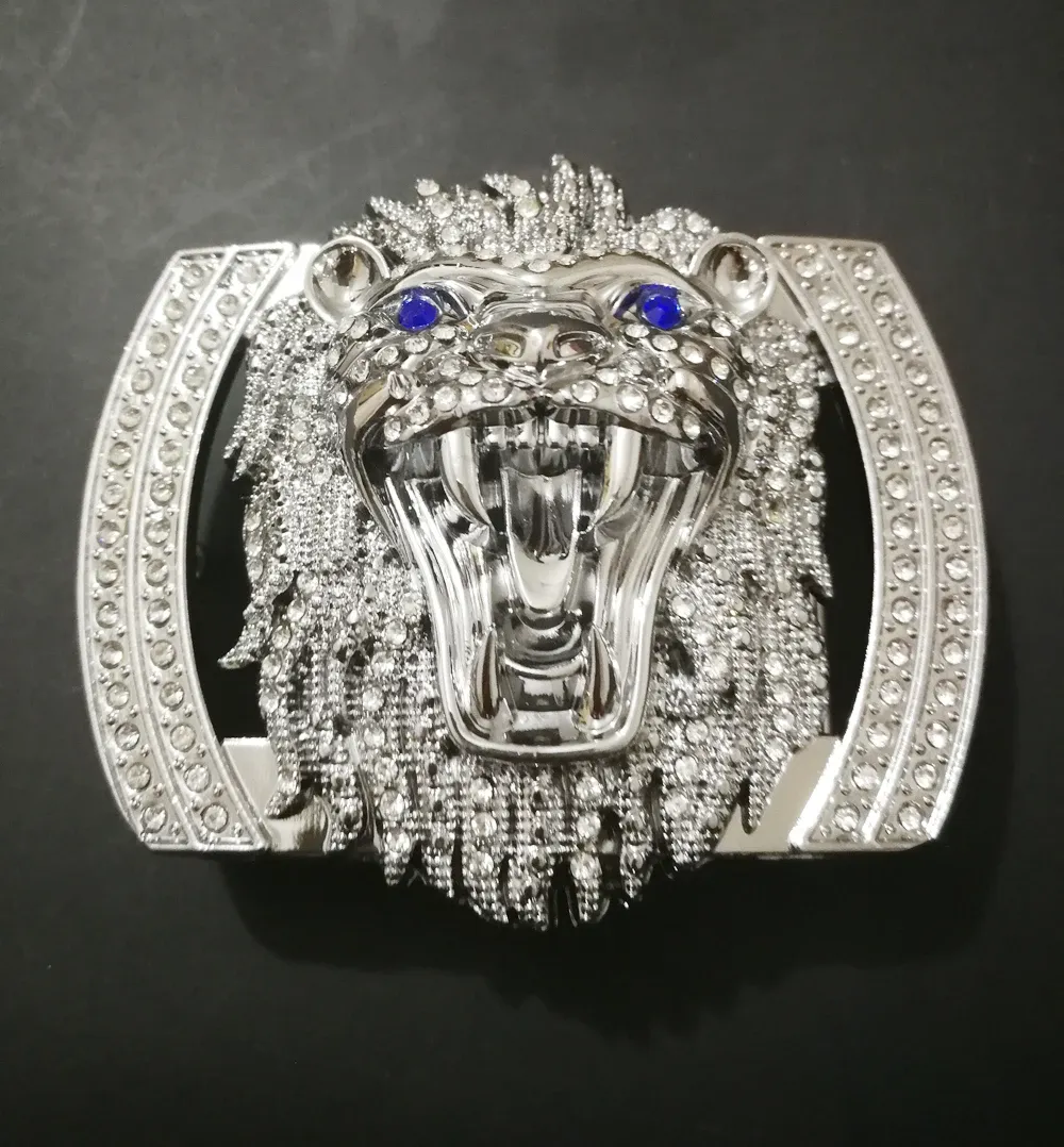 Boucle ceinture métal lion diamant