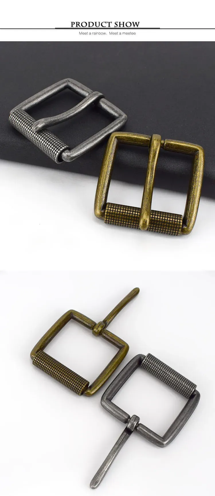 Boucle de ceinture laiton 40 mm double ardillon pour cuir