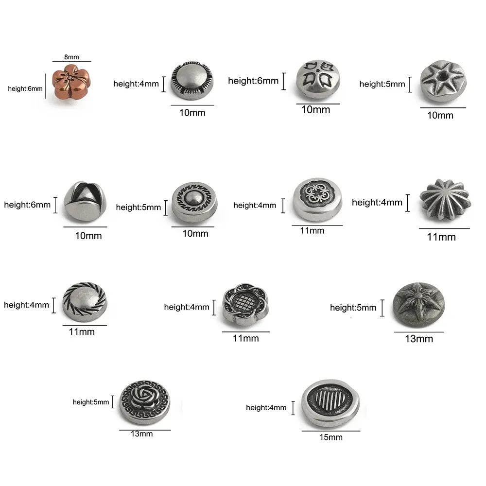 Boutons rivets floraux argentés pour maroquinerie