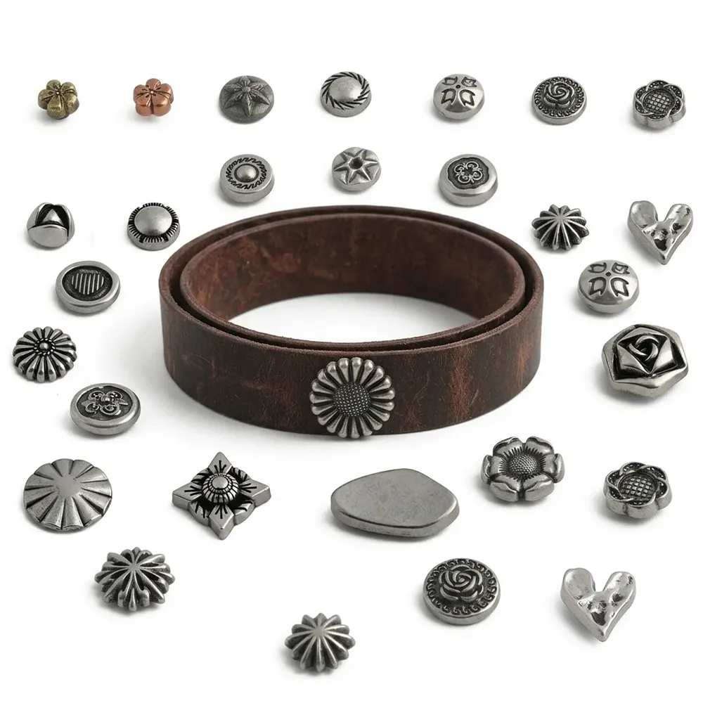 Boutons rivets floraux argentés pour maroquinerie