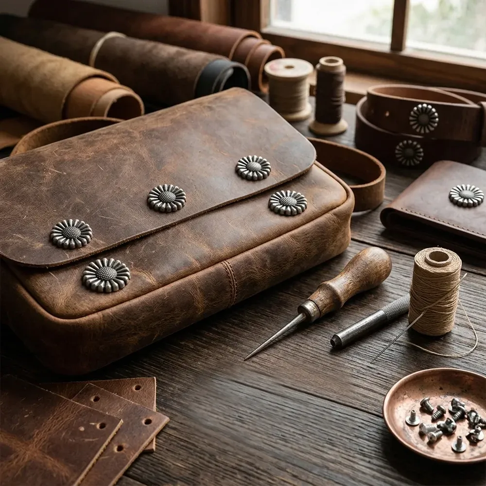 Boutons rivets floraux argentés pour maroquinerie