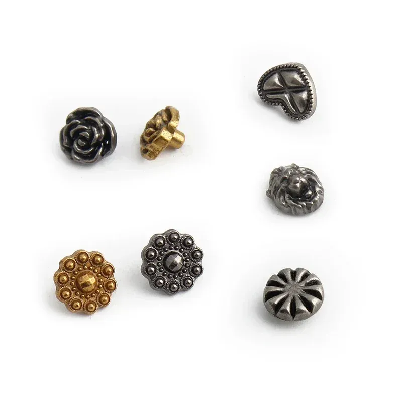 Boutons rivets floraux argentés pour maroquinerie