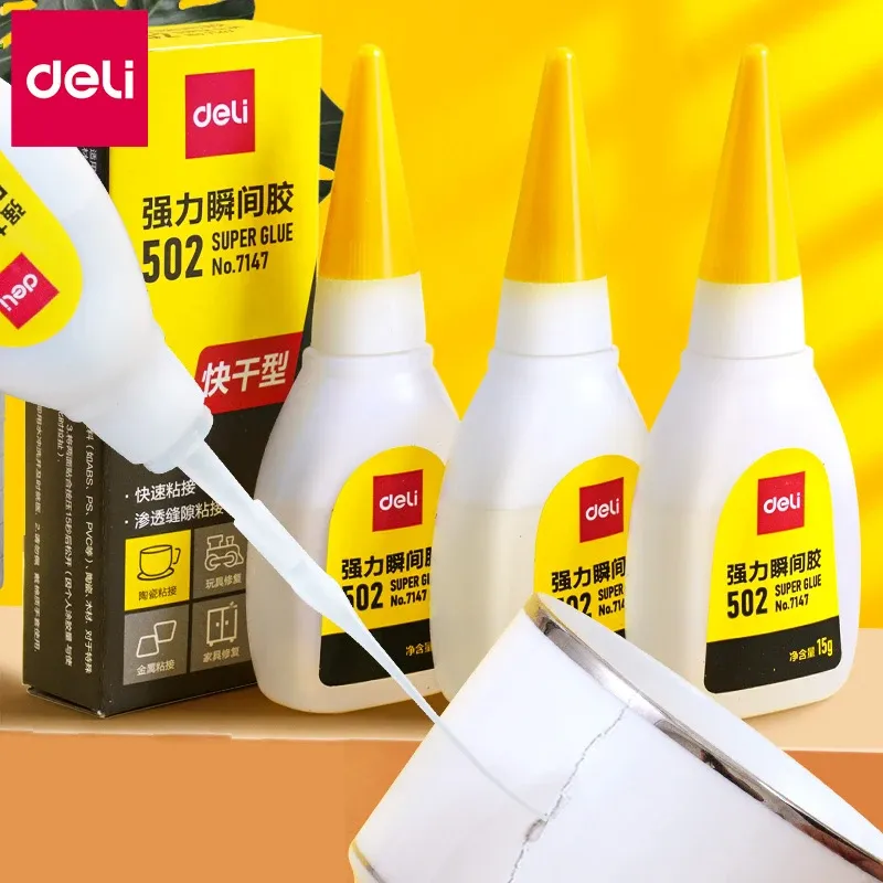 Colle 502 Deli 15g séchage rapide pour cuir caoutchouc bois métal