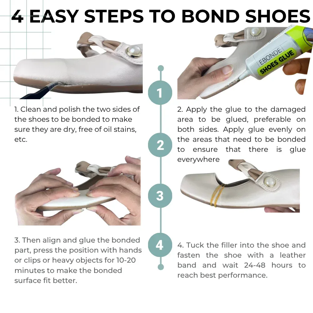 Colle à chaussures 15 à 50 ml imperméable et rapide pour cuir