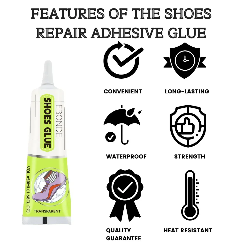 Colle à chaussures 15 à 50 ml imperméable et rapide pour cuir