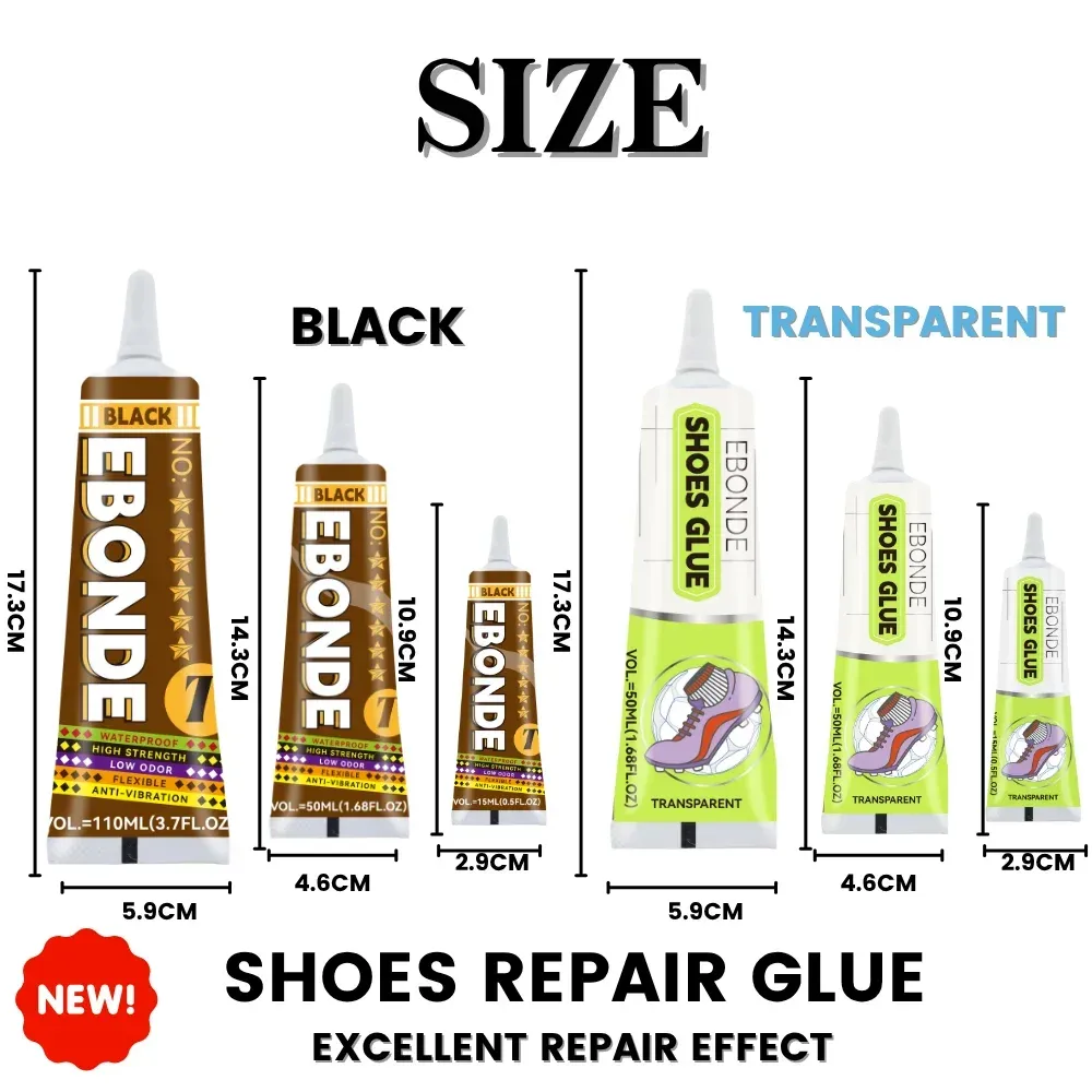 Colle à chaussures 15 à 50 ml imperméable et rapide pour cuir