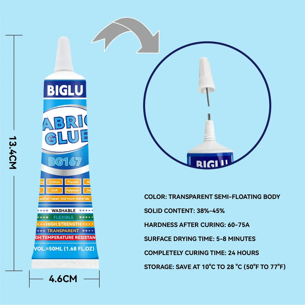 Colle BIGLU 50ml tissu cuir séchage rapide imperméable