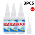 Colle cyanoacrylate 20 g à séchage rapide pour cuir et métal – Couleur 502-U-20g-3pcs