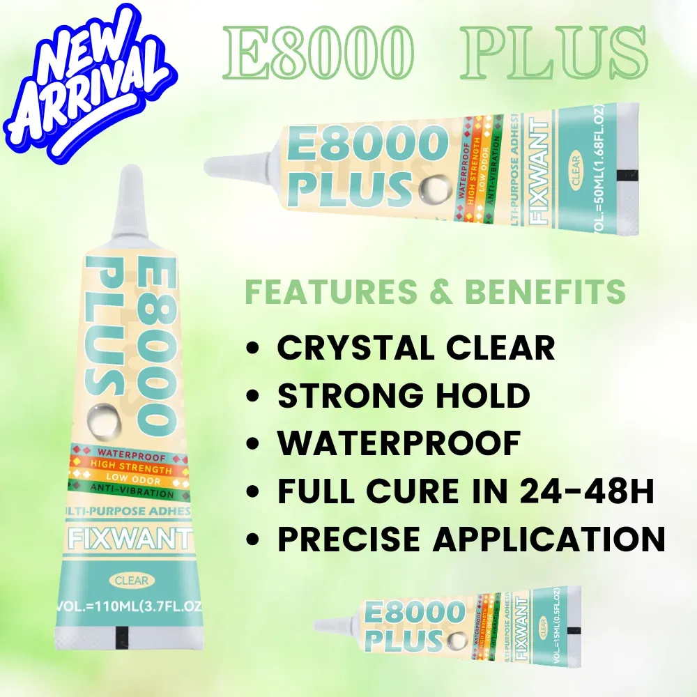 Colle E8000 PLUS 15 à 110 ml pour tissu cuir bijoux téléphone