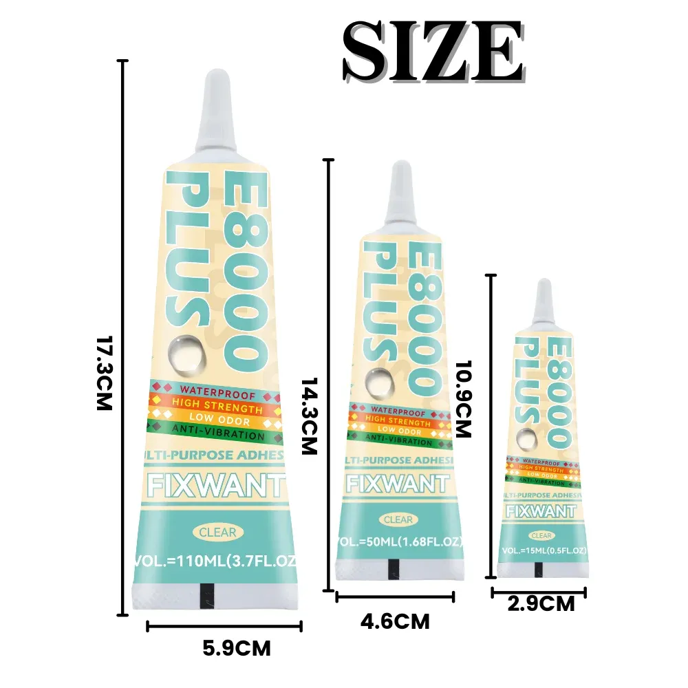 Colle E8000 PLUS 15 à 110 ml pour tissu cuir bijoux téléphone