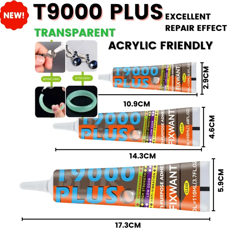 Colle T-9000 15 à 110 ml imperméable et faible corrosion pour cuir