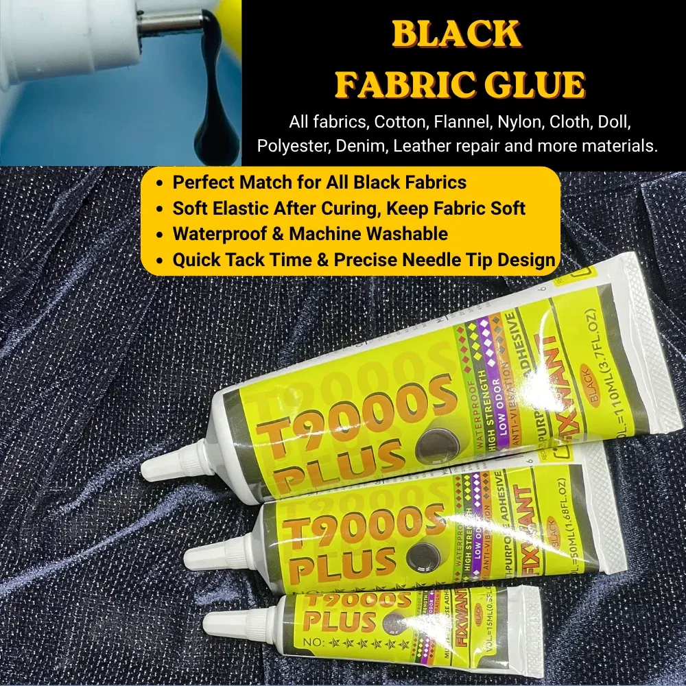Colle T9000S PLUS 50ml noire pour tissu cuir réparation permanente