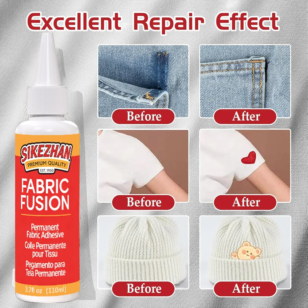 Colle textile 30 à 330 ml permanente et lavable pour cuir