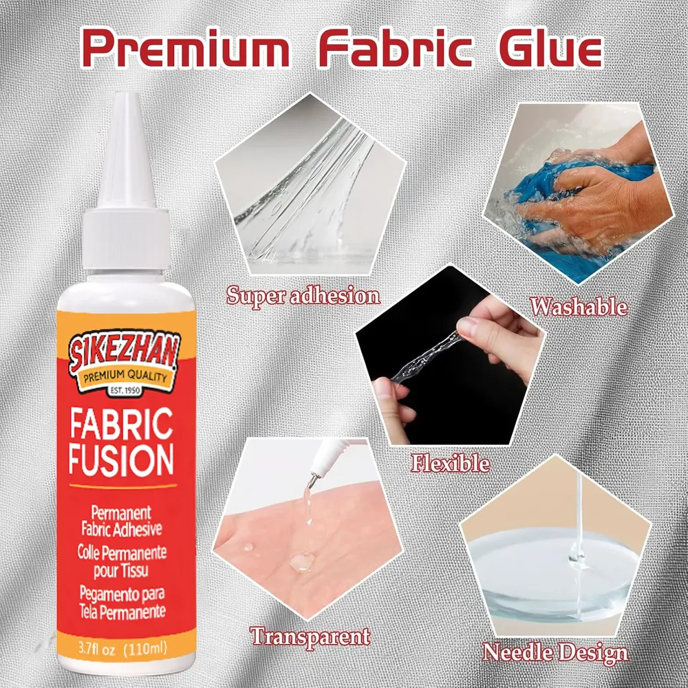 Colle textile 30 à 330 ml permanente et lavable pour cuir